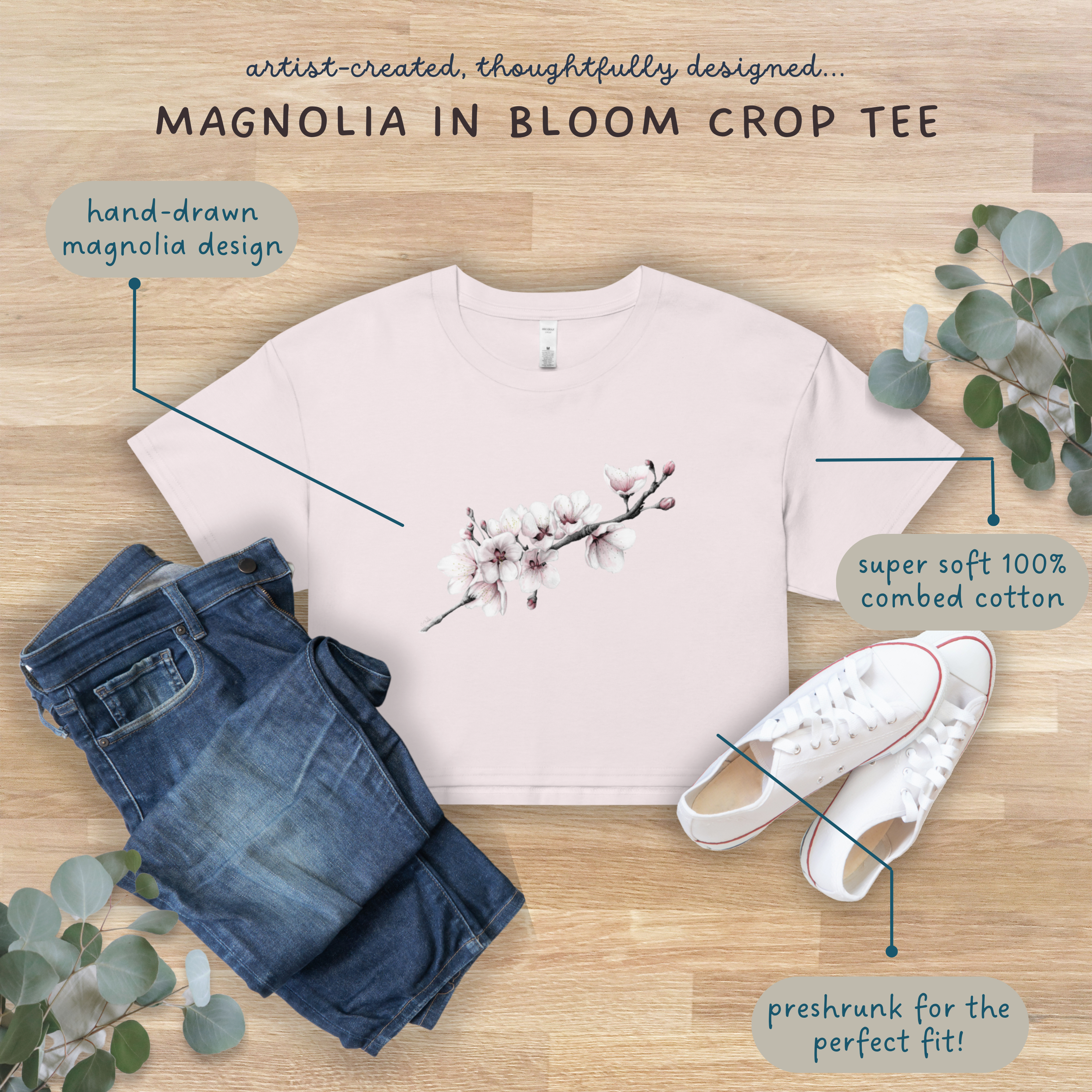 Magnolia In Bloom Crop Top