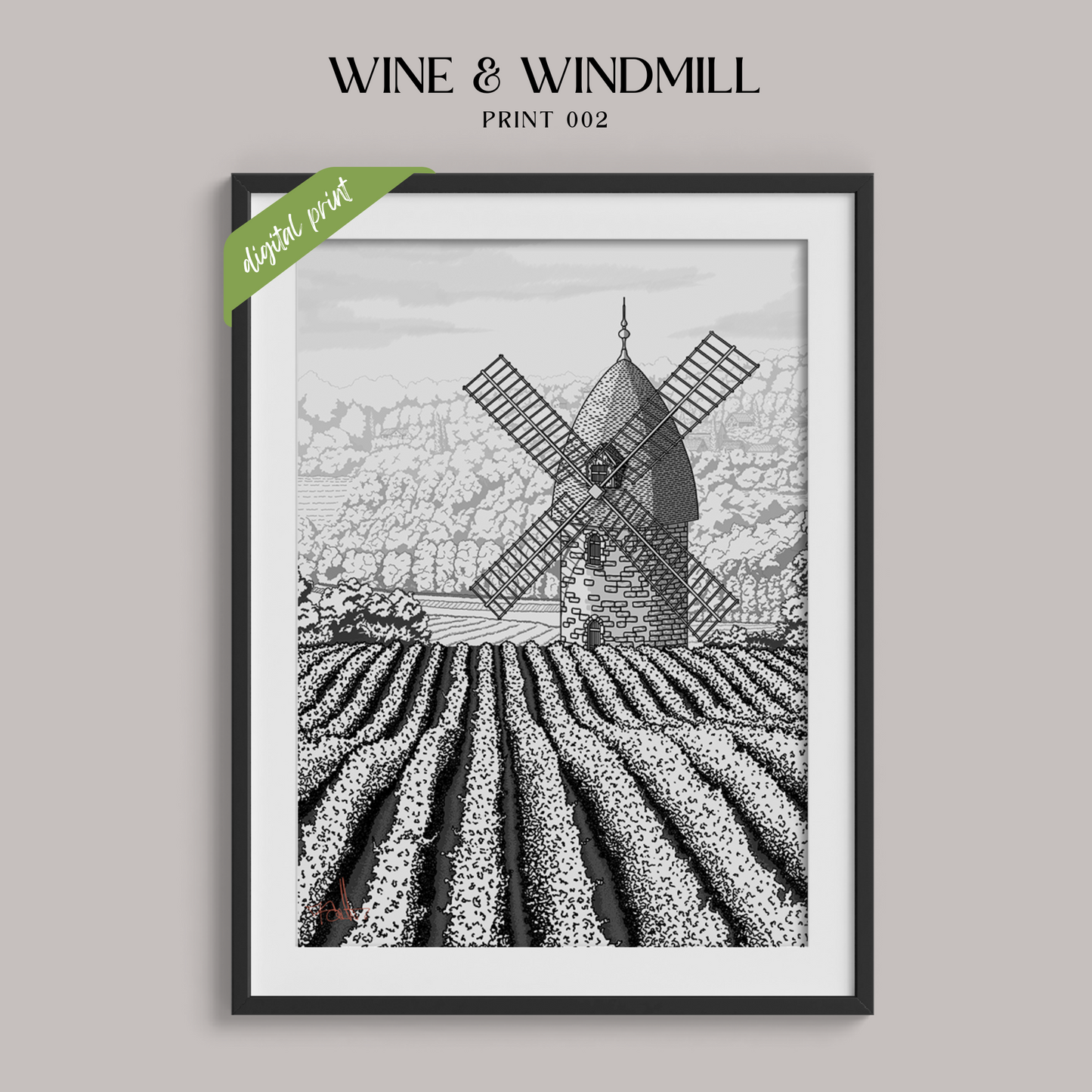 Wine & Windmill | Print 002