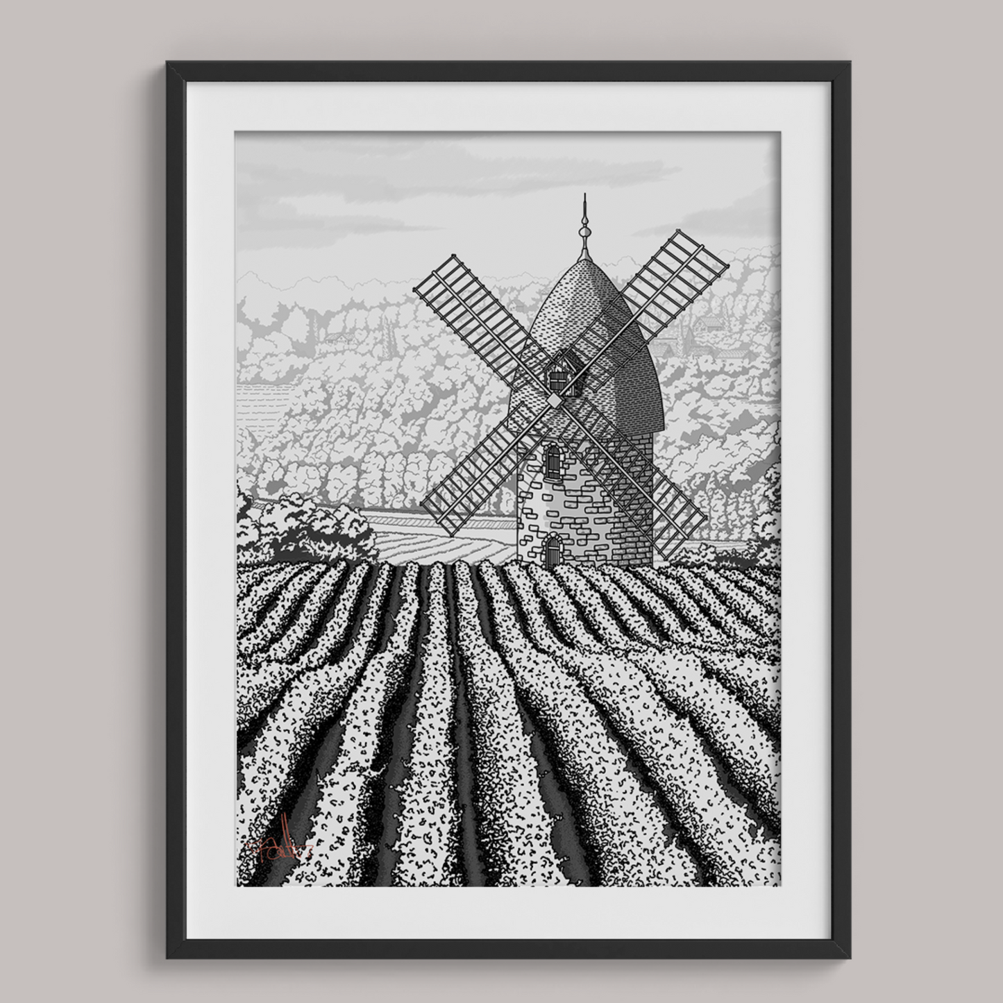 Wine & Windmill | Print 002