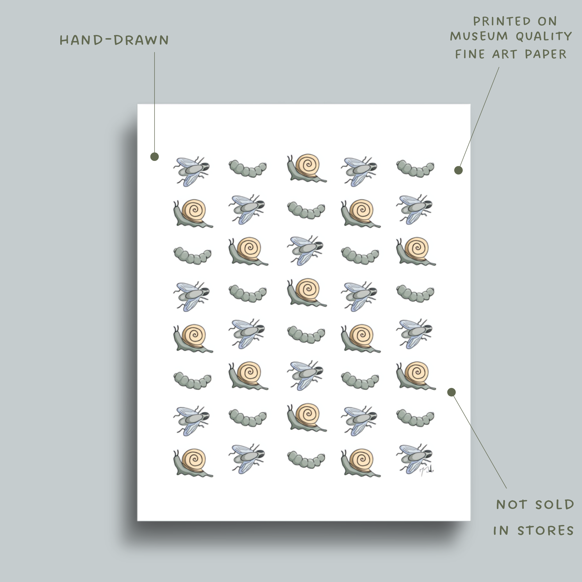 Grub Bug Pattern Art Print